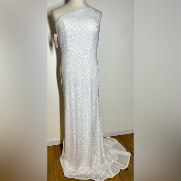 Anthro Jenny Yoo Collection | Zara One-Shoulder | Sequin Column Gown | 14 - Picture 3 of 10